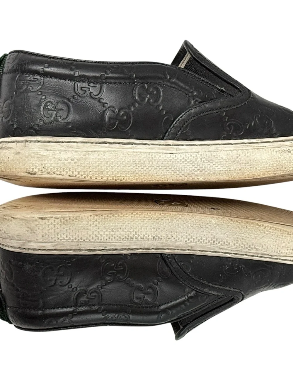 Gucci Men's GG Embossed black Leather Slip-On Sneakers loafers size 5